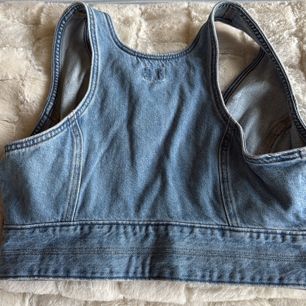 Levi's Light Blue Denim RAINE DENIM CROP TOP - Picture 3 of 5